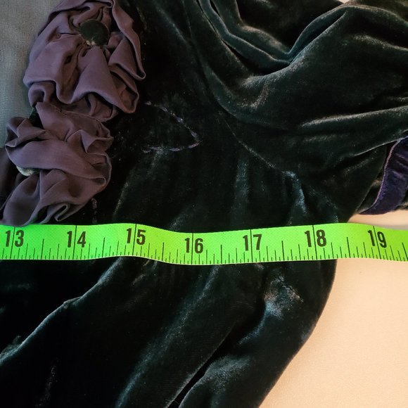 Eloise velvet robe anthropologie rare mineral blue luxury S M retro 90's - Picture 6 of 8